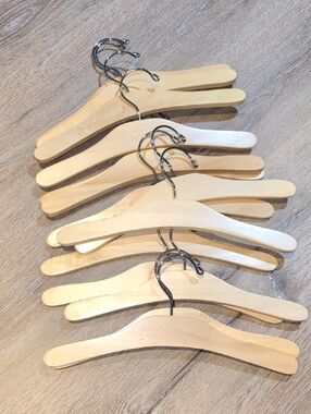 Set of Kids Wooden Clothing Hangers - Natural Wood With Grip